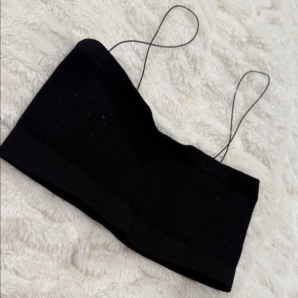 Black Strapless Crop Top